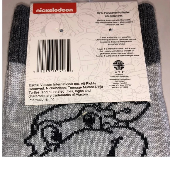 Teenage Mutant Ninja Turtles Crew Socks 2 Pair Men's 6-12 Blue Gray w TMNT Faces - Picture 5 of 11